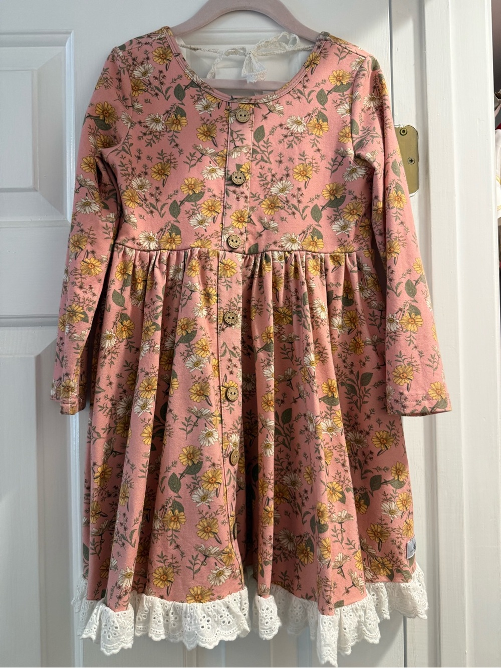Love and Grow Floral Long-Sleeve Dress with Lace Trim-Ultimate Twirl Dress!